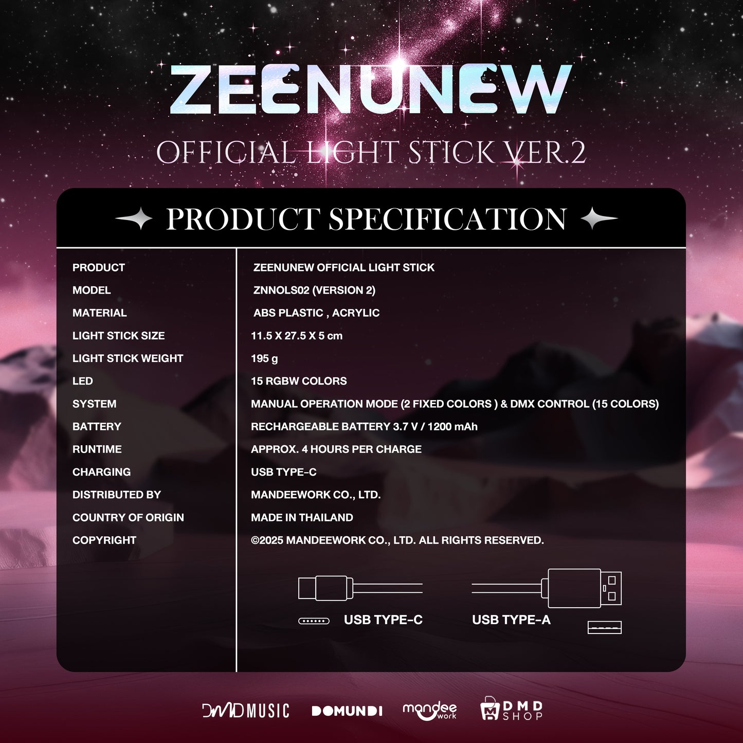 [PRE-ORDER] ZeeNuNew Official Light Stick Ver. 2 🖤🩷