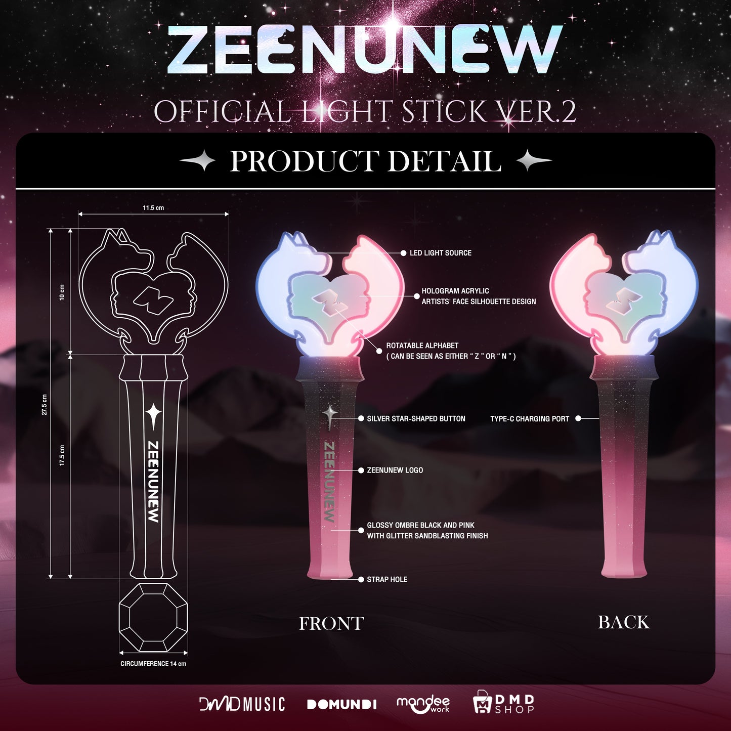 [PRE-ORDER] ZeeNuNew Official Light Stick Ver. 2 🖤🩷