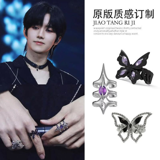 [Pre-Order] Huang Xing Inspired Statement Rings – Butterfly & Gothic Adjustable Rings (A/B/C Designs)