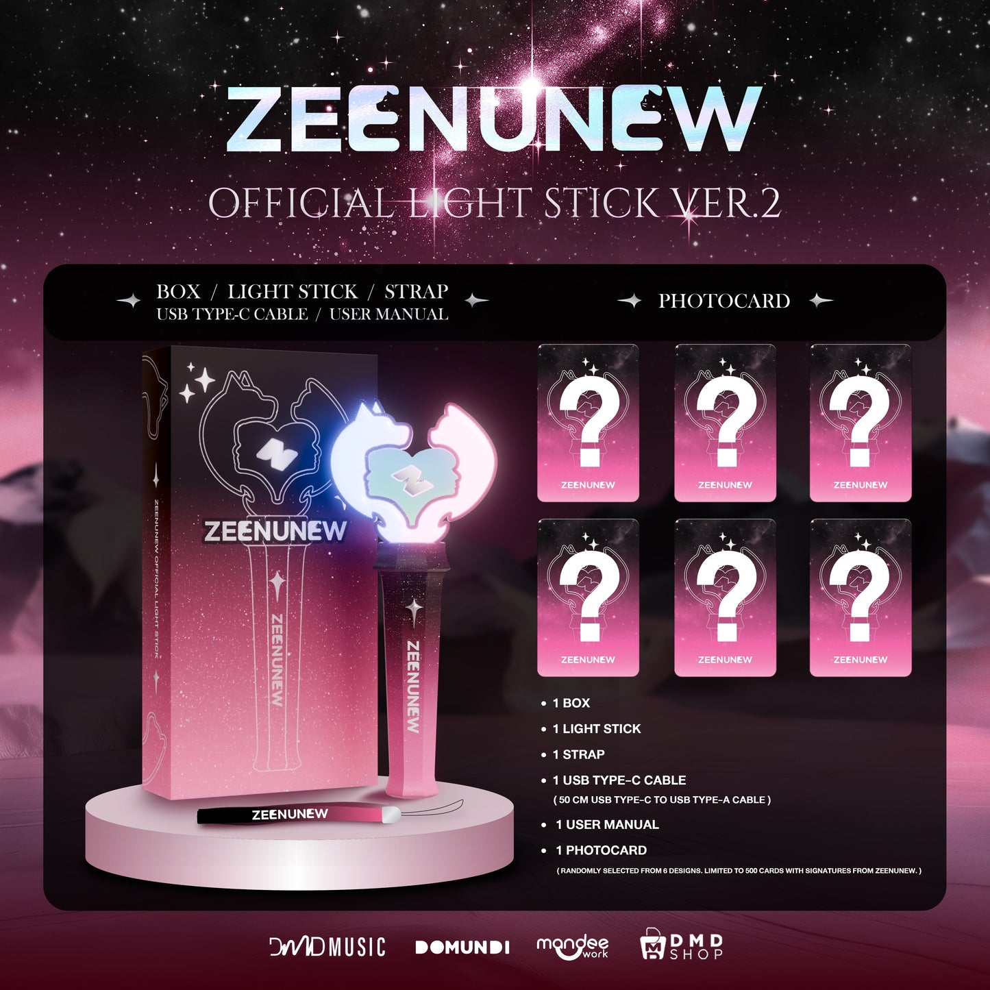 [PRE-ORDER] ZeeNuNew Official Light Stick Ver. 2 🖤🩷